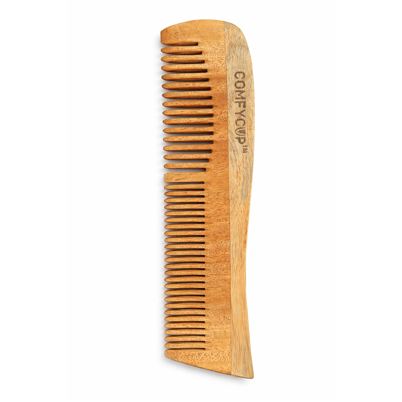 Comfycup Bina Neem Wood Anti-Static Hair Comb (Wide & Fine Tooth)